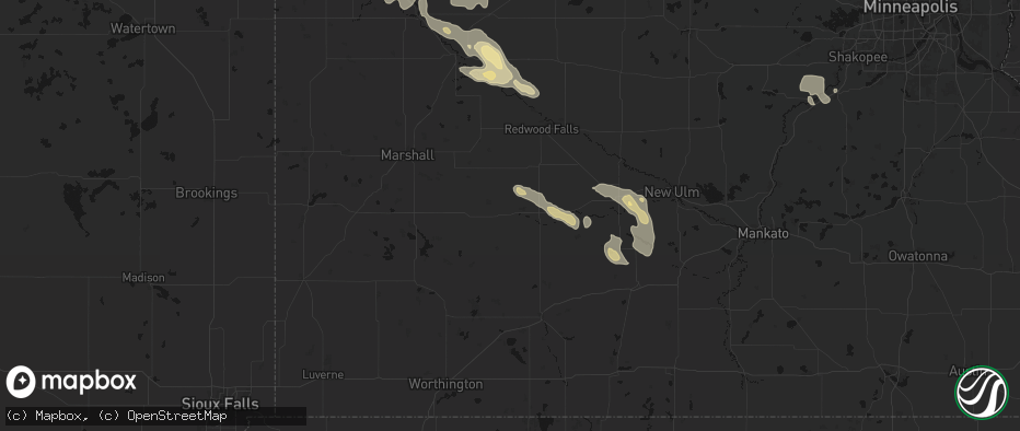 Hail map in Lamberton, MN on July 19, 2026