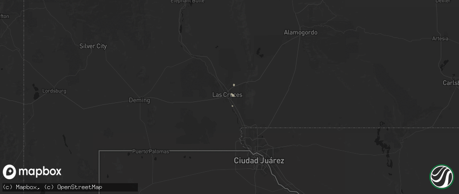 Hail map in Las Cruces, NM on July 19, 2026