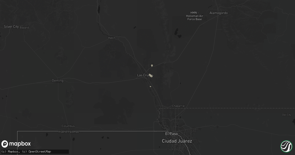 Hail map in Las Cruces, NM on July 19, 2026