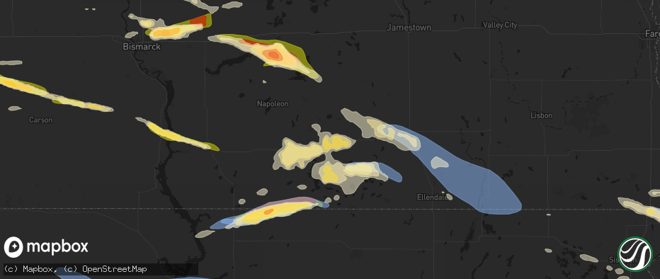 Hail map in Lehr, ND on July 19, 2026
