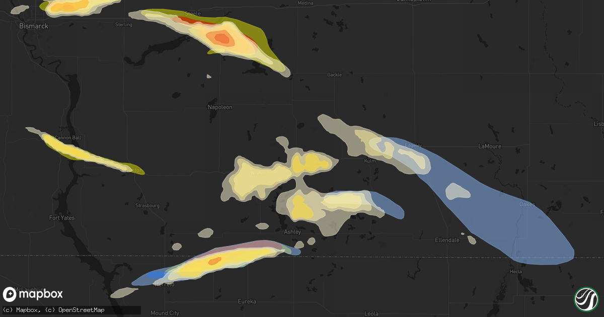 Hail map in Lehr, ND on July 19, 2026