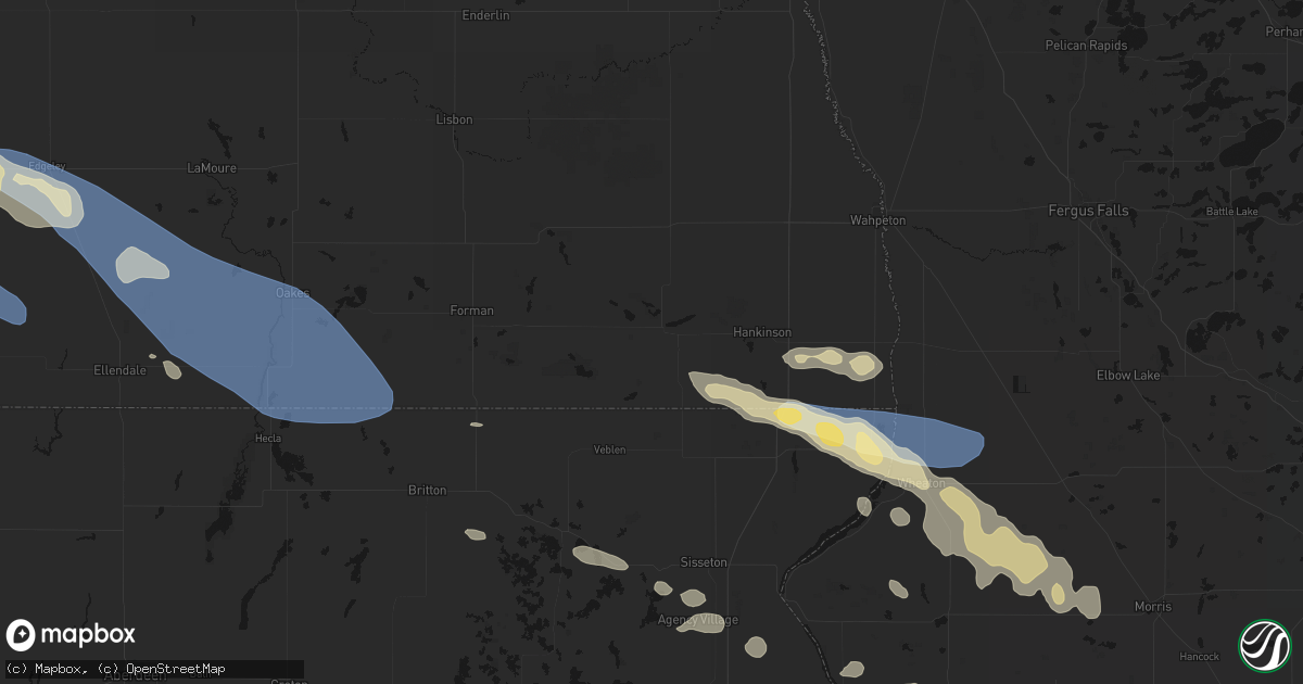 Hail map in Lidgerwood, ND on July 19, 2026