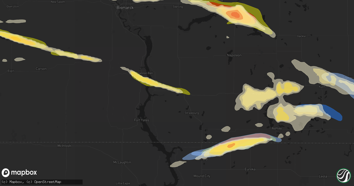 Hail map in Linton, ND on July 19, 2026