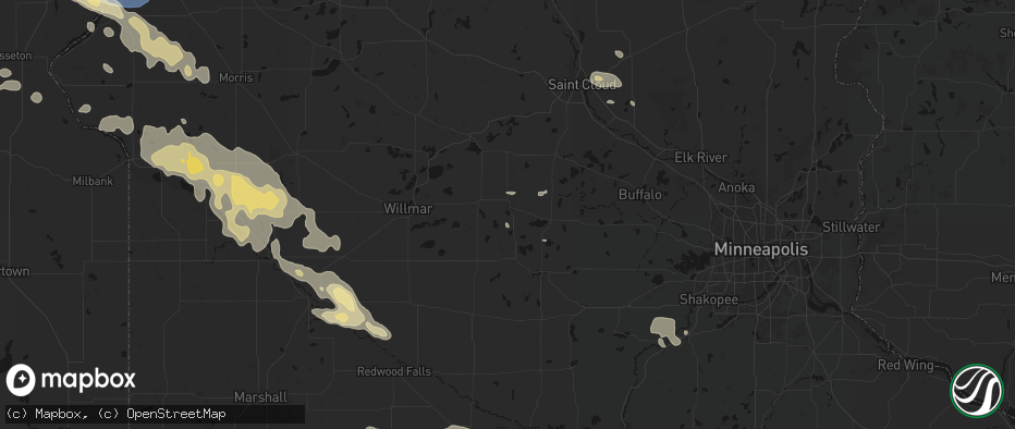 Hail map in Litchfield, MN on July 19, 2026