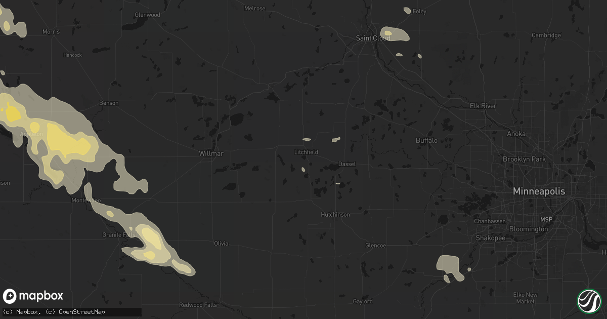 Hail map in Litchfield, MN on July 19, 2026