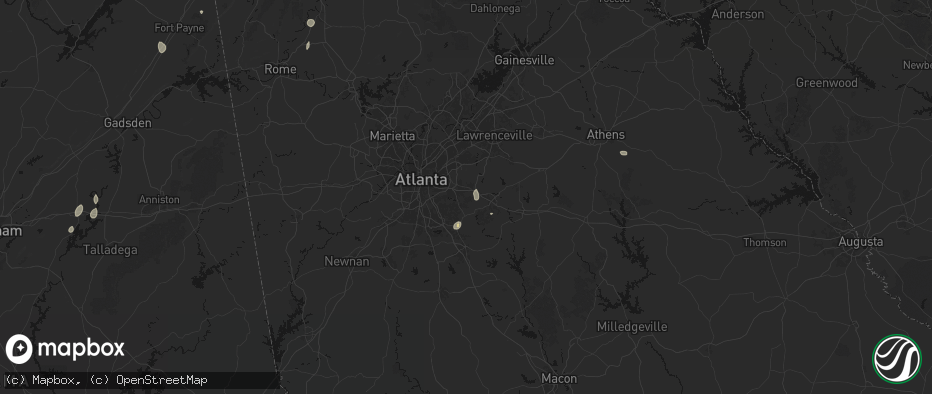 Hail map in Lithonia, GA on July 19, 2026