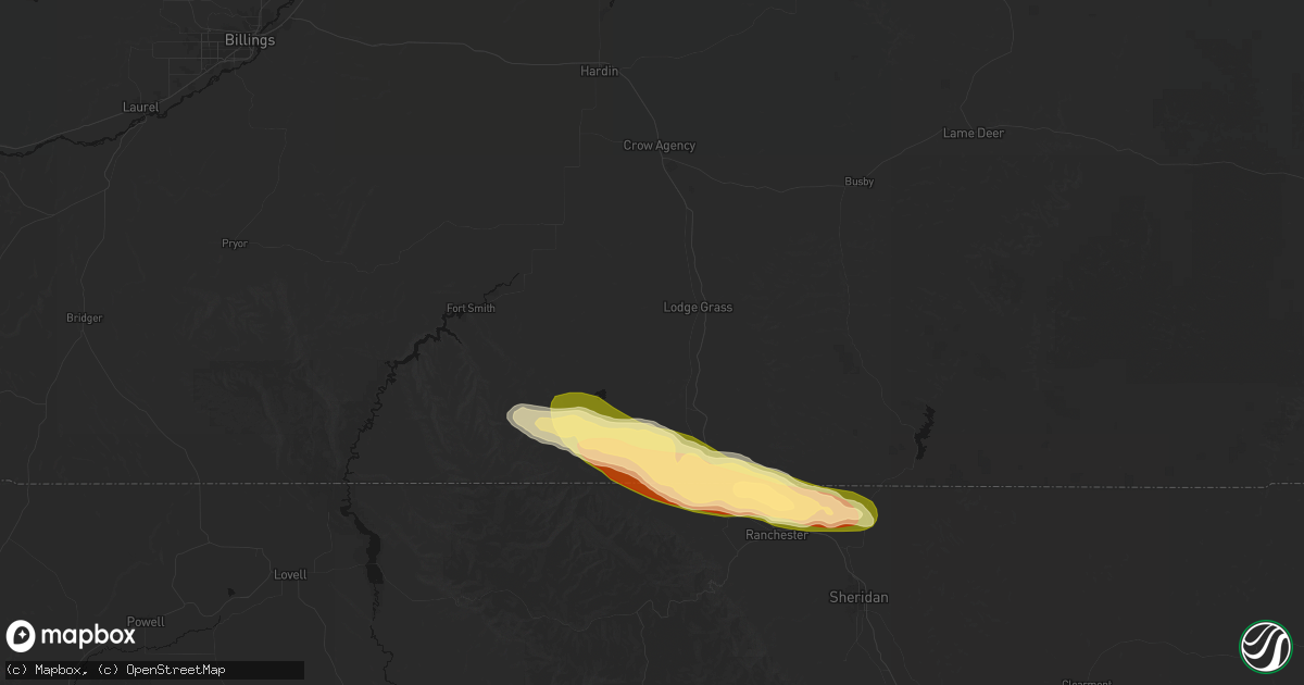 Hail map in Lodge Grass, MT on July 19, 2026