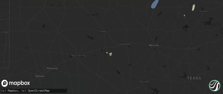 Hail map in Loraine, TX on July 19, 2026