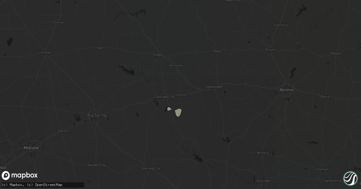Hail map in Loraine, TX on July 19, 2026