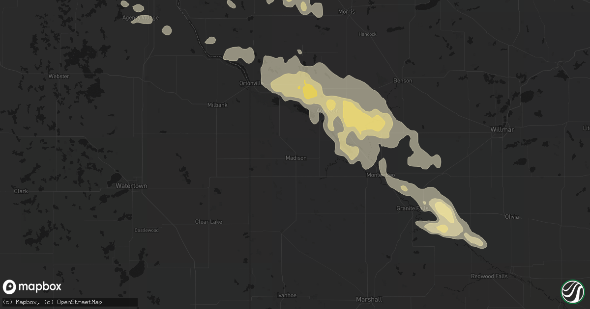 Hail map in Madison, MN on July 19, 2026