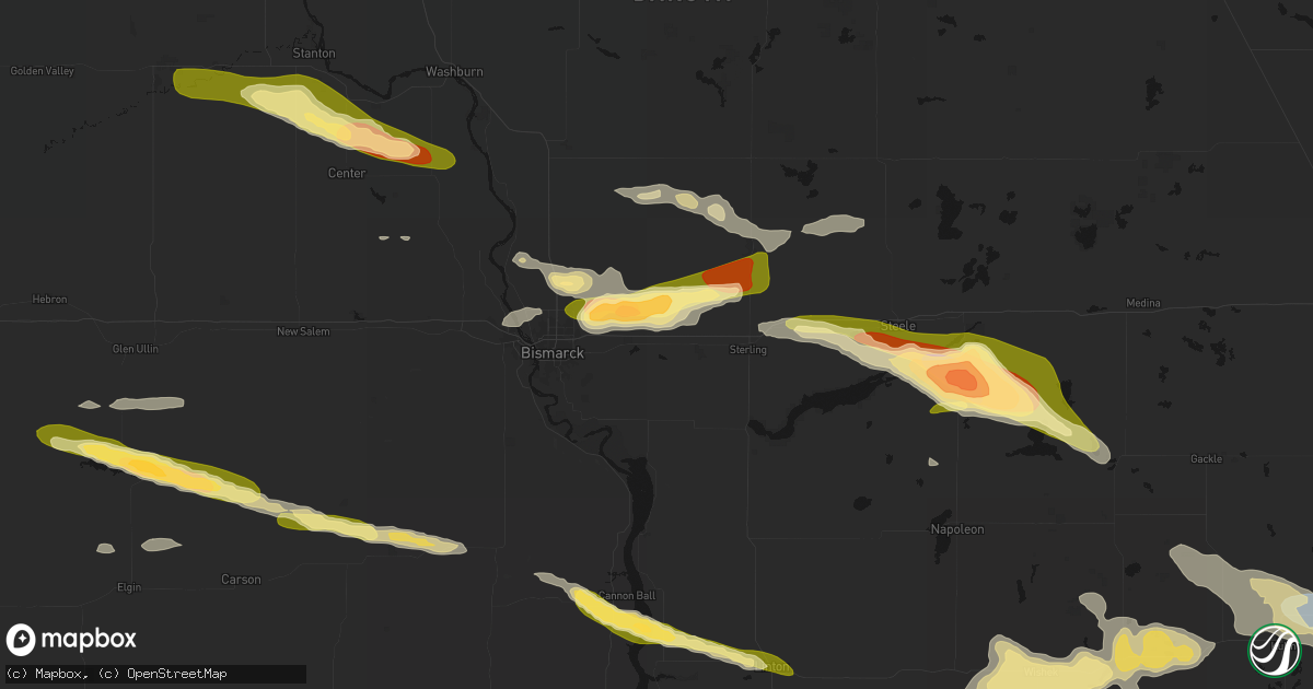 Hail map in Menoken, ND on July 19, 2026