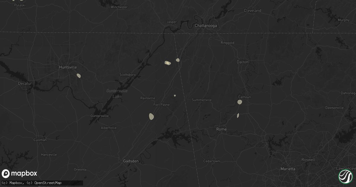 Hail map in Mentone, AL on July 19, 2026