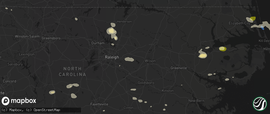 Hail map in Middlesex, NC on July 19, 2026