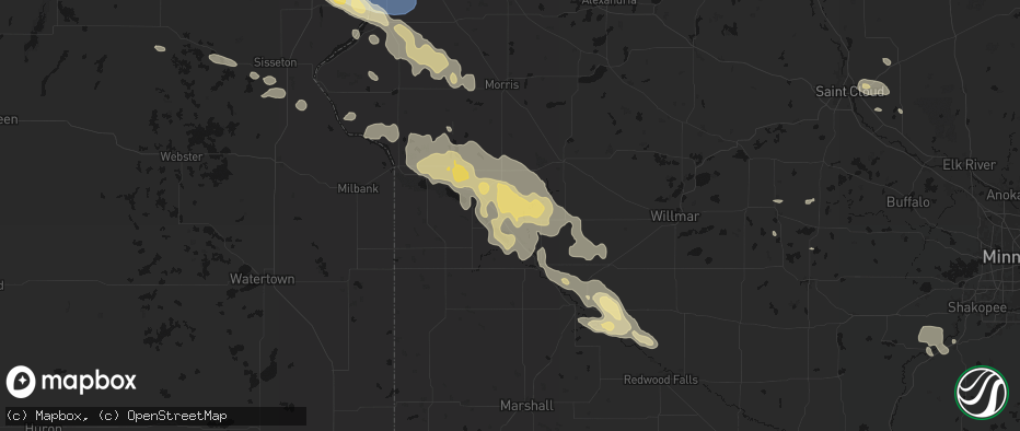 Hail map in Milan, MN on July 19, 2026
