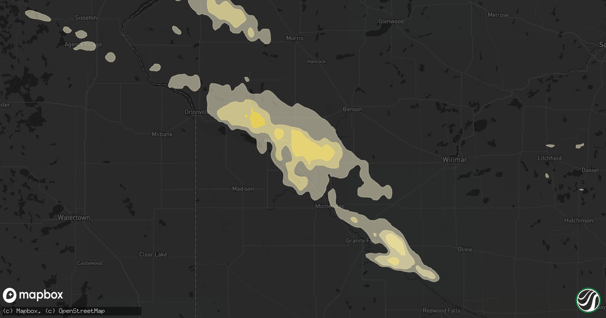 Hail map in Milan, MN on July 19, 2026
