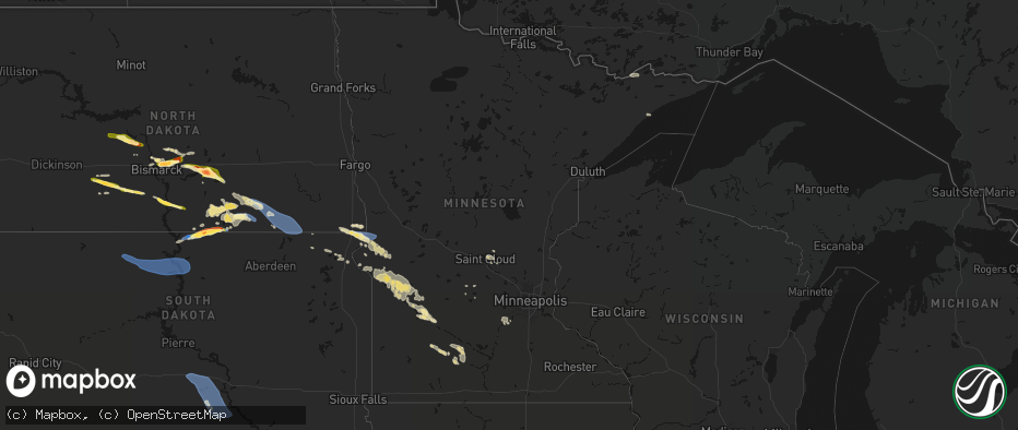 Hail map in Minnesota on July 19, 2026