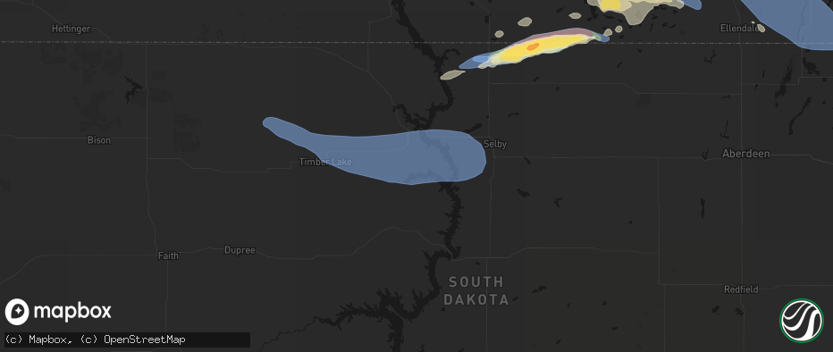 Hail map in Mobridge, SD on July 19, 2026