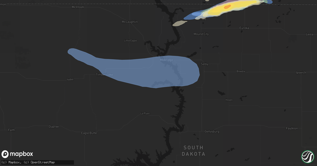 Hail map in Mobridge, SD on July 19, 2026