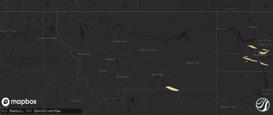 Hail map in Montana on July 19, 2026