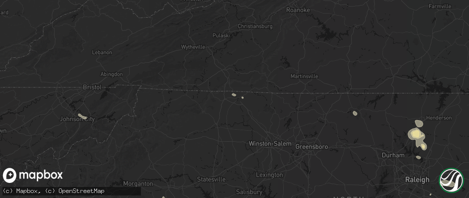 Hail map in Mount Airy, NC on July 19, 2026