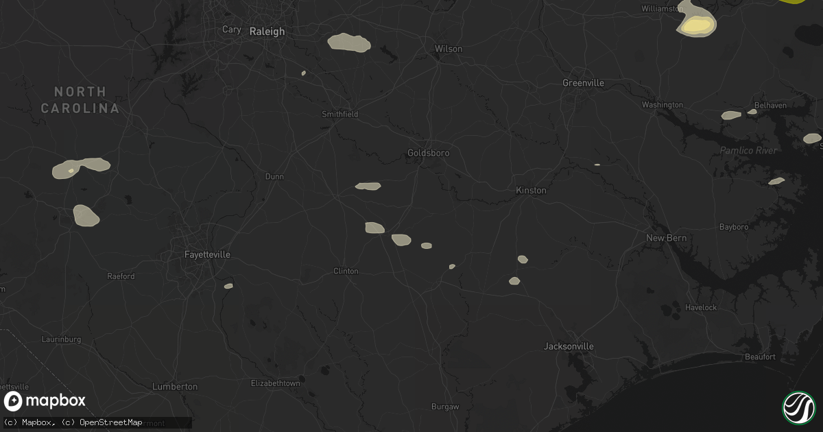 Hail map in Mount Olive, NC on July 19, 2026