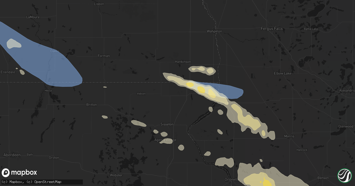 Hail map in New Effington, SD on July 19, 2026