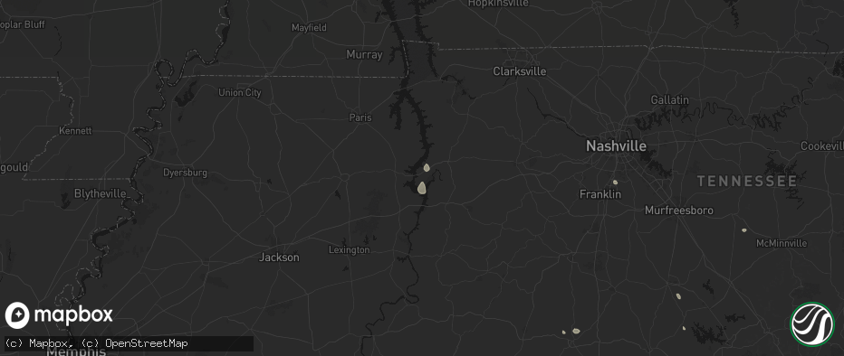 Hail map in New Johnsonville, TN on July 19, 2026