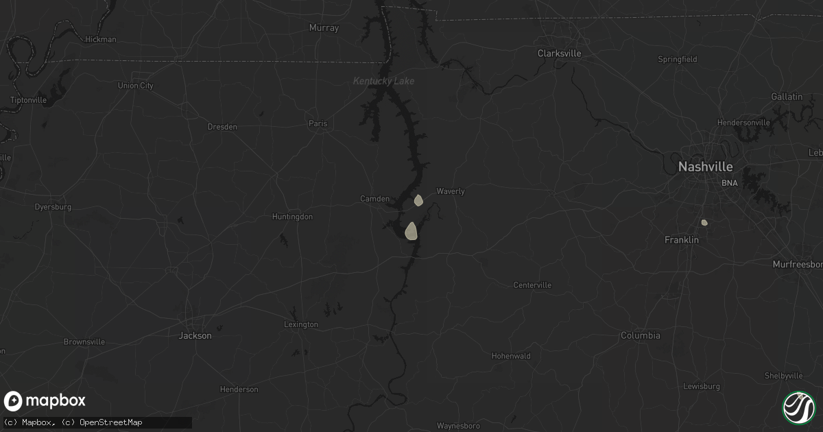Hail map in New Johnsonville, TN on July 19, 2026