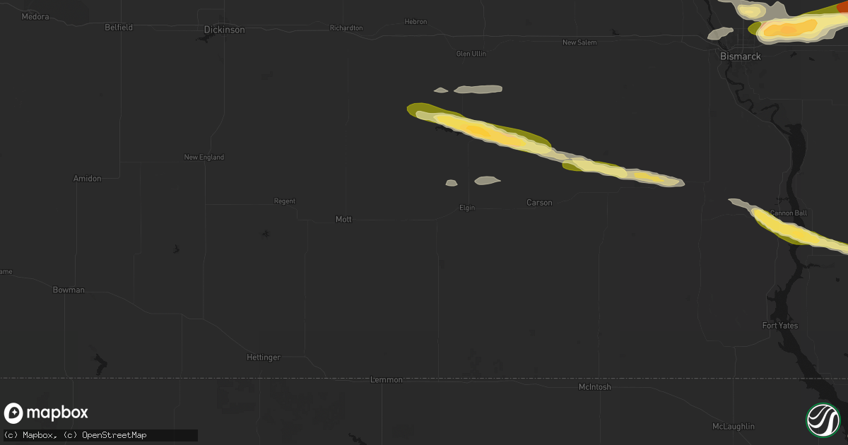 Hail map in New Leipzig, ND on July 19, 2026