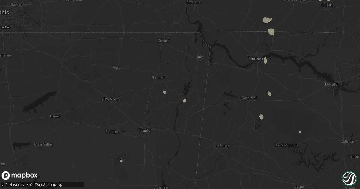 Hail map in New Site, MS on July 19, 2026