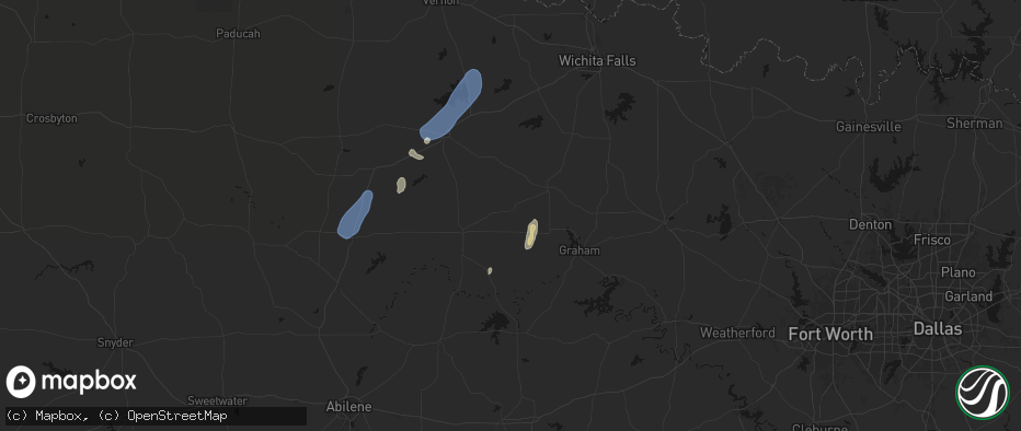 Hail map in Newcastle, TX on July 19, 2026