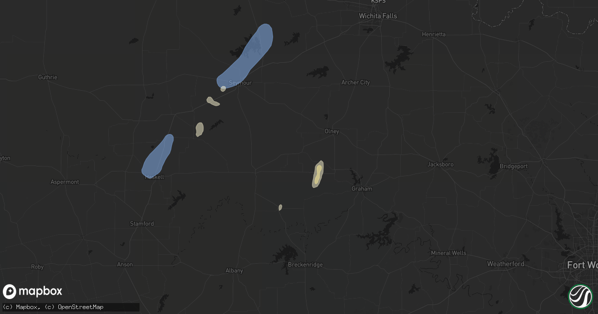 Hail map in Newcastle, TX on July 19, 2026