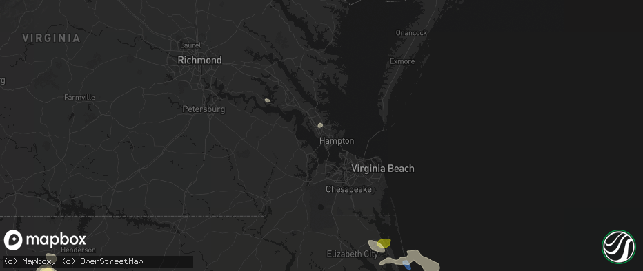 Hail map in Newport News, VA on July 19, 2026