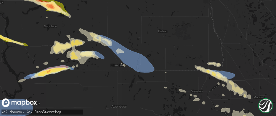 Hail map in Oakes, ND on July 19, 2026