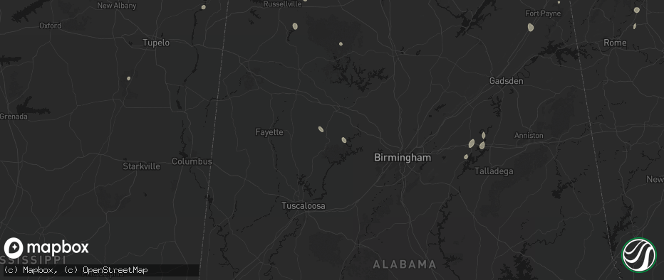 Hail map in Oakman, AL on July 19, 2026
