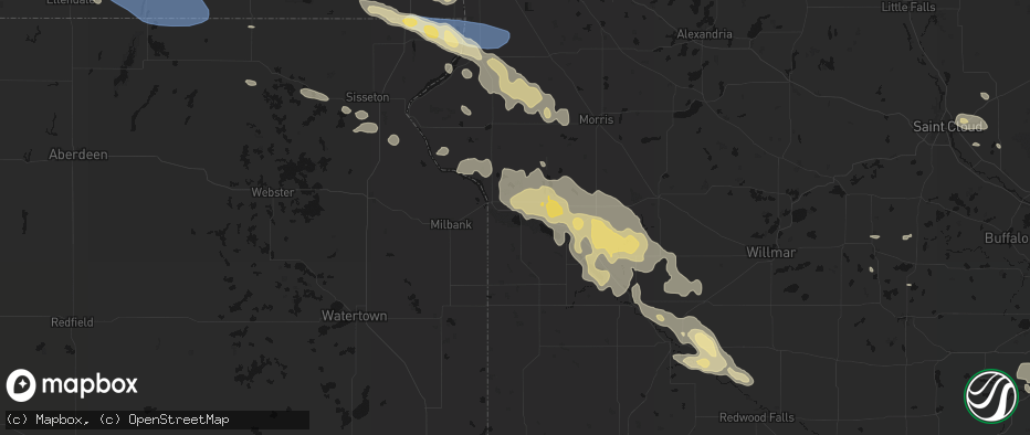 Hail map in Odessa, MN on July 19, 2026