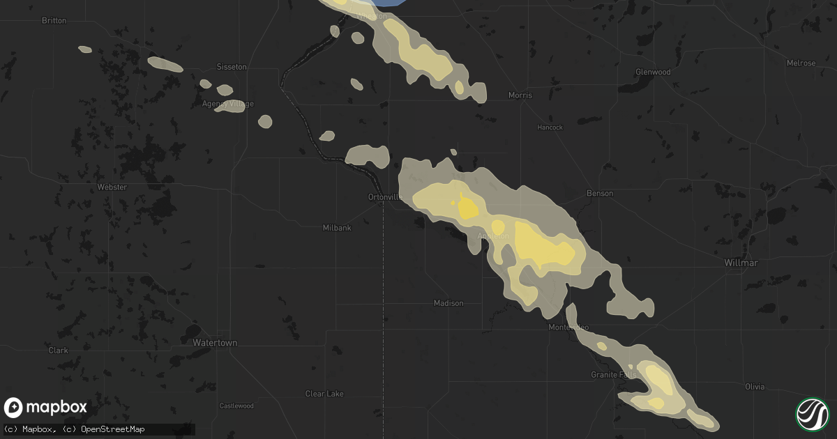 Hail map in Odessa, MN on July 19, 2026