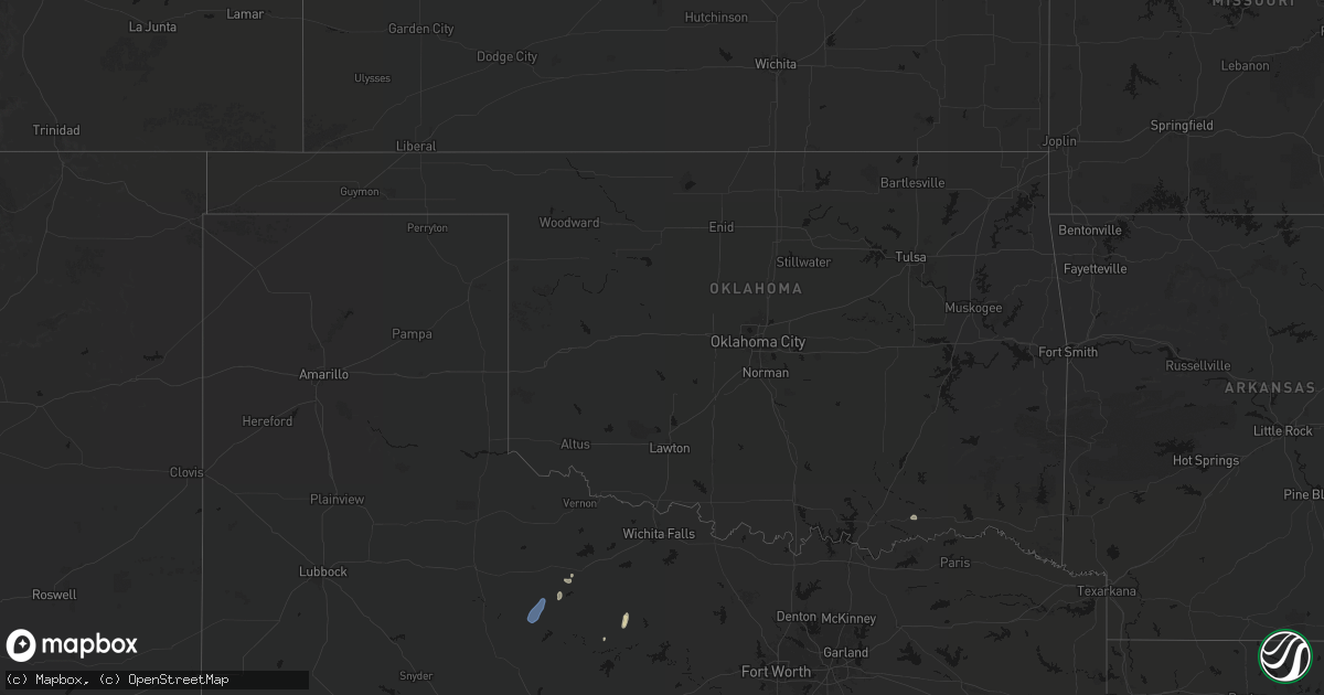 Hail map in Oklahoma on July 19, 2026