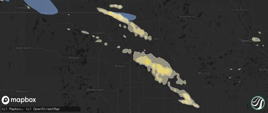 Hail map in Ortonville, MN on July 19, 2026