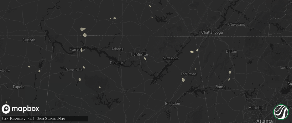 Hail map in Owens Cross Roads, AL on July 19, 2026