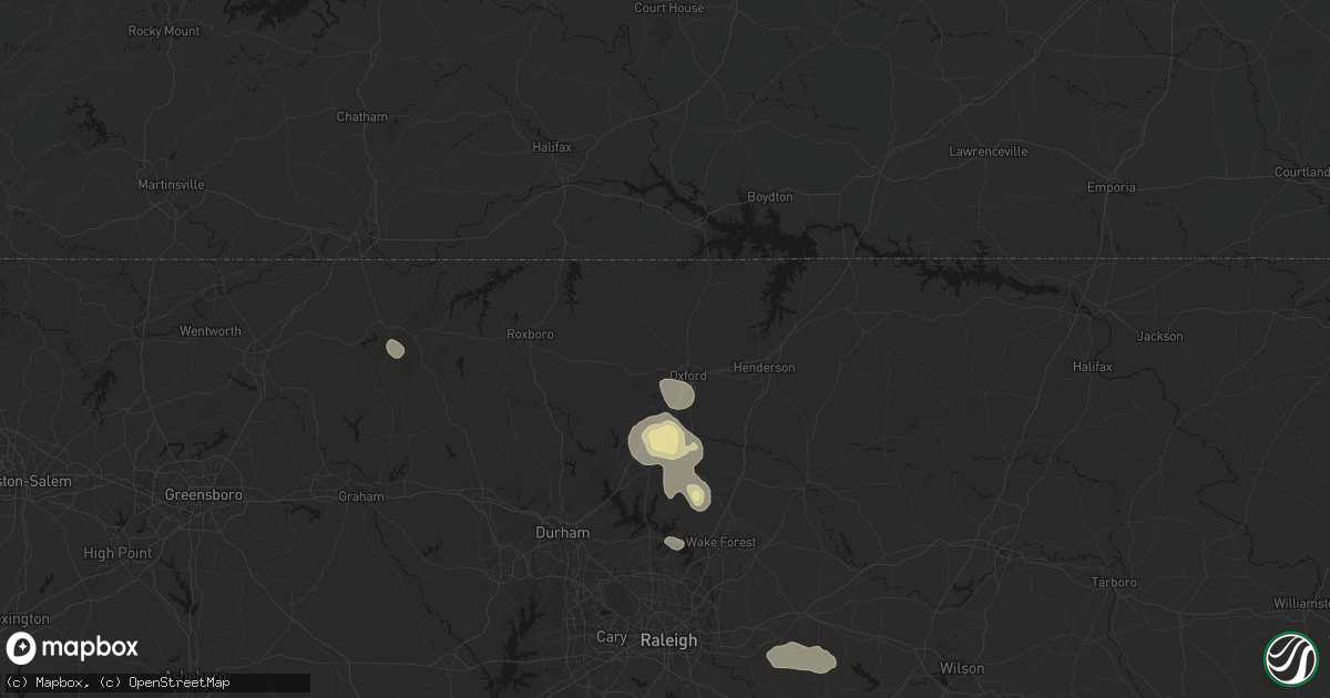 Hail map in Oxford, NC on July 19, 2026