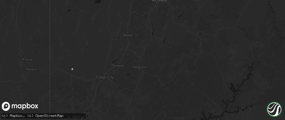 Hail map in Panguitch, UT on July 19, 2026