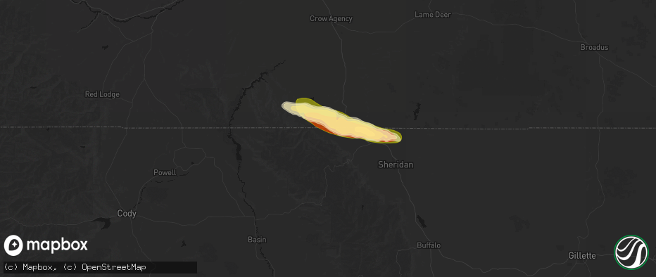 Hail map in Parkman, WY on July 19, 2026