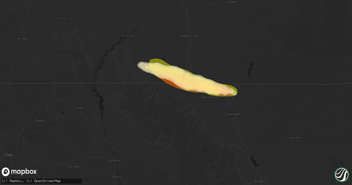 Hail map in Parkman, WY on July 19, 2026