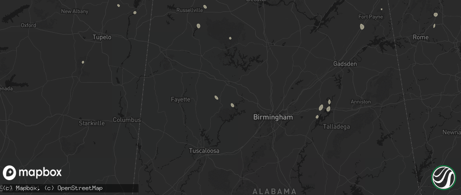 Hail map in Parrish, AL on July 19, 2026