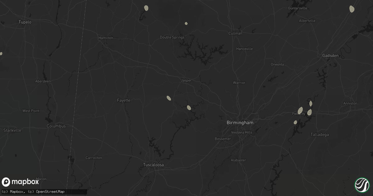 Hail map in Parrish, AL on July 19, 2026