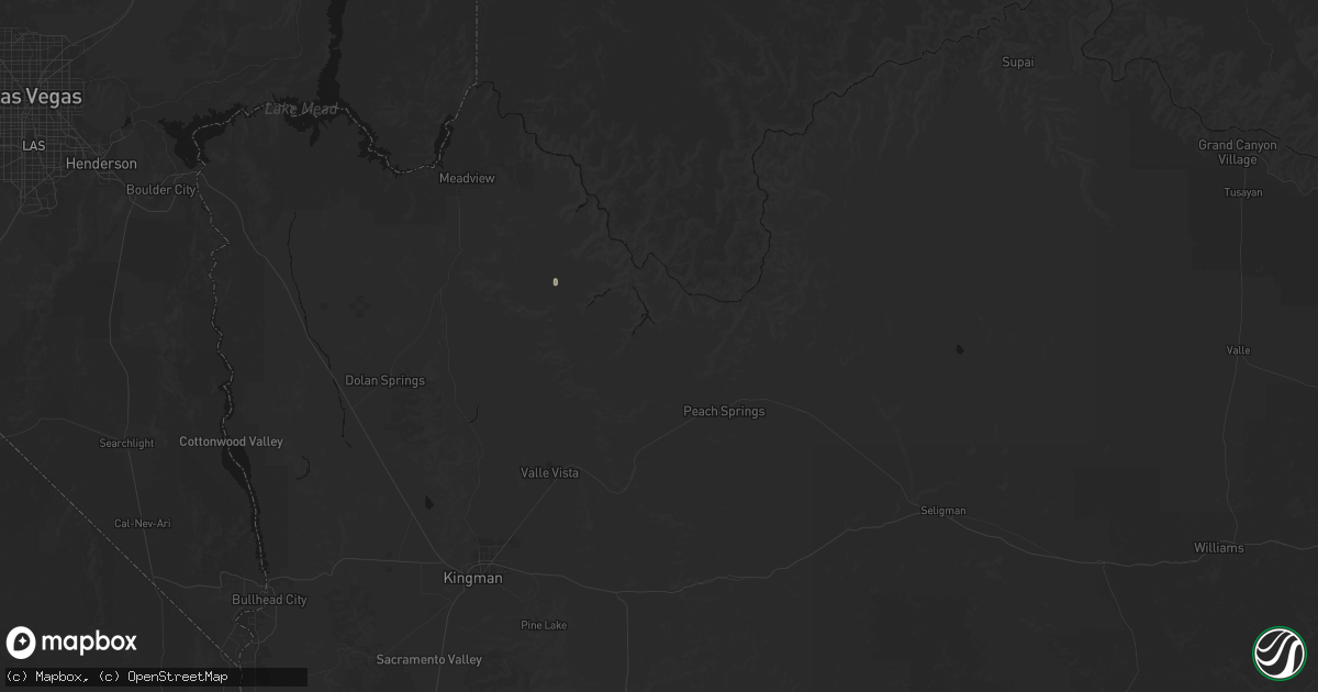 Hail map in Peach Springs, AZ on July 19, 2026