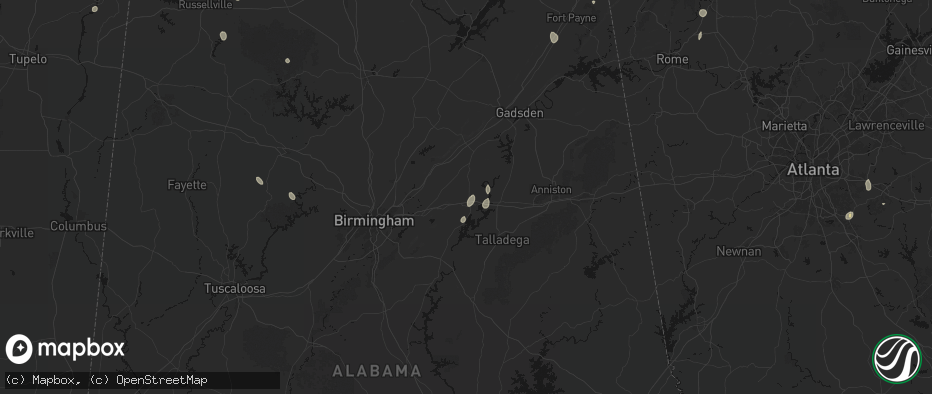 Hail map in Pell City, AL on July 19, 2026