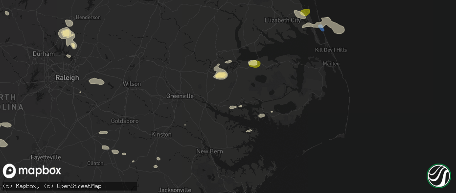 Hail map in Pinetown, NC on July 19, 2026