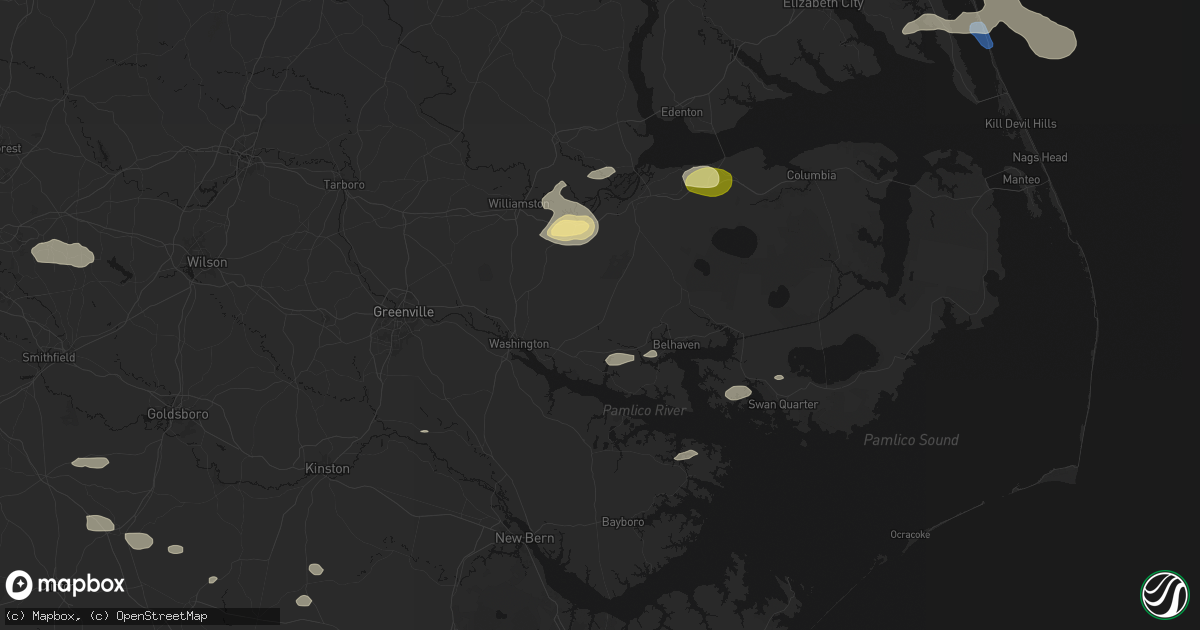 Hail map in Pinetown, NC on July 19, 2026